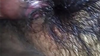 Thick hairy pussy bitch enjoying & all wet, energized for the dick
