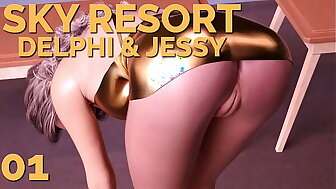 SKY RESORT: DELPHI & JESSY #01  Look at that juicy shaved pussy