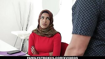 FamilyStrokes - Stepsister (Maya Farrell) Learns To Suck My Cock In Her Hijab