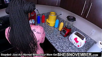 Just Show Normal When Your Stepmom Gets Home, Now Fuck Me! Innocent Babe Sheisnovember Skinny Pussy Fucked Hardcore Doggystyle By Dominating Black Stepfather BBC, Then Fucking Her Big Tits & Areolas Out Closeup On Buffet Hardcore on Msnovember