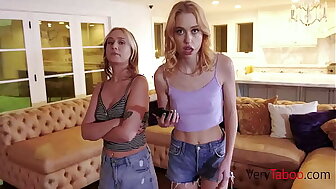Teen Sisters Blackmailed With an increment of Fucked Fast unconnected with Brother- Chloe Cherry, Gwen Unhealthy